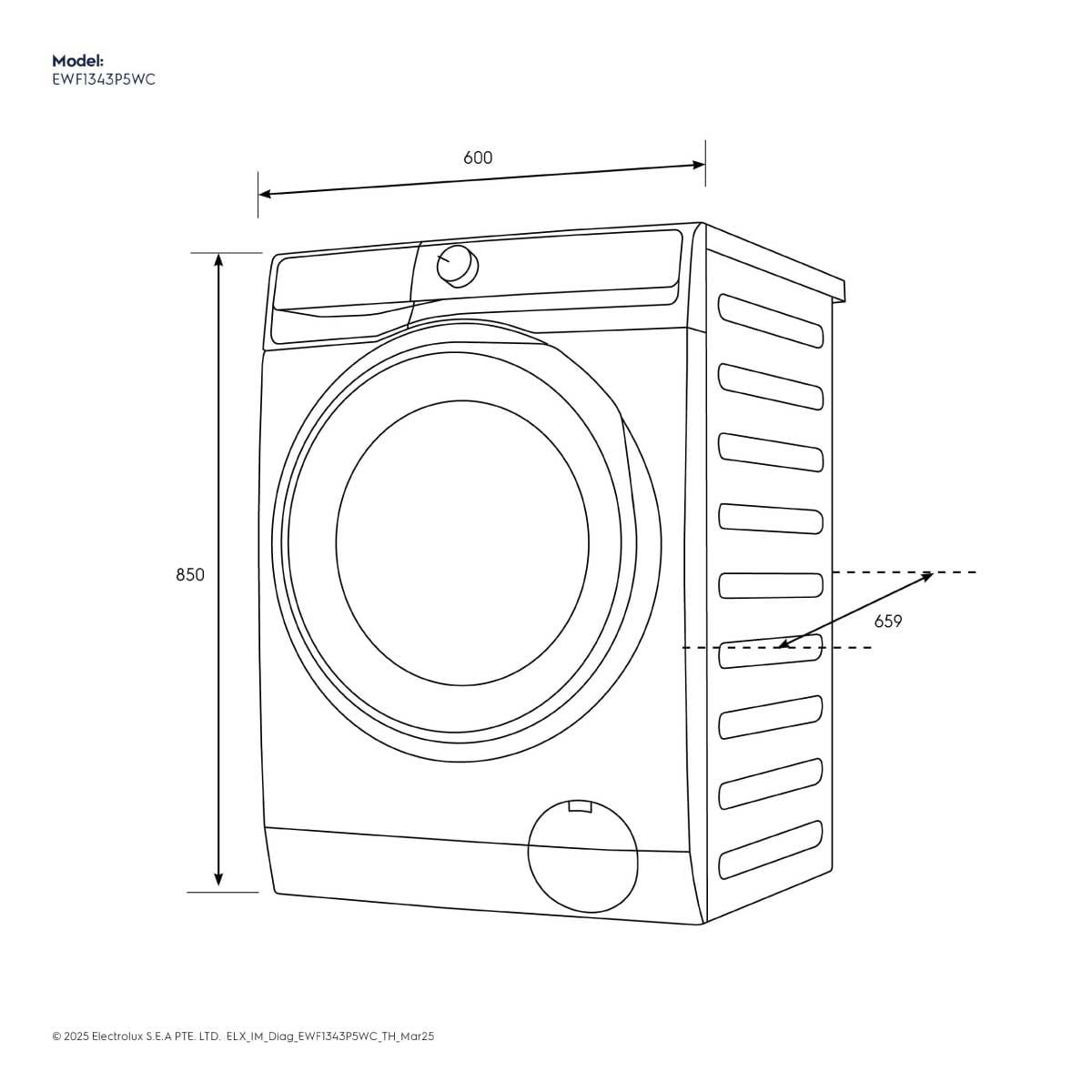 ELECTROLUX  เครื่องซักฝาหน้า13Kg.สีขาว Series500 รุ่น EWF1343P5WC