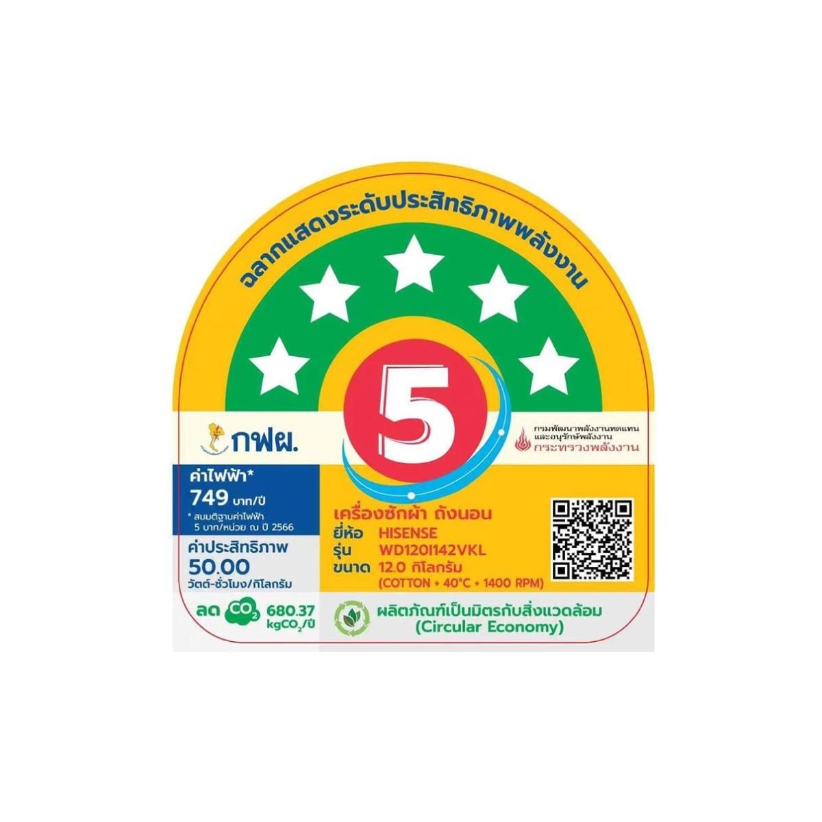 HISENSE  เครื่องซัก/อบผ้า12/8Kg สีดำ รุ่นWD120I142VKL
