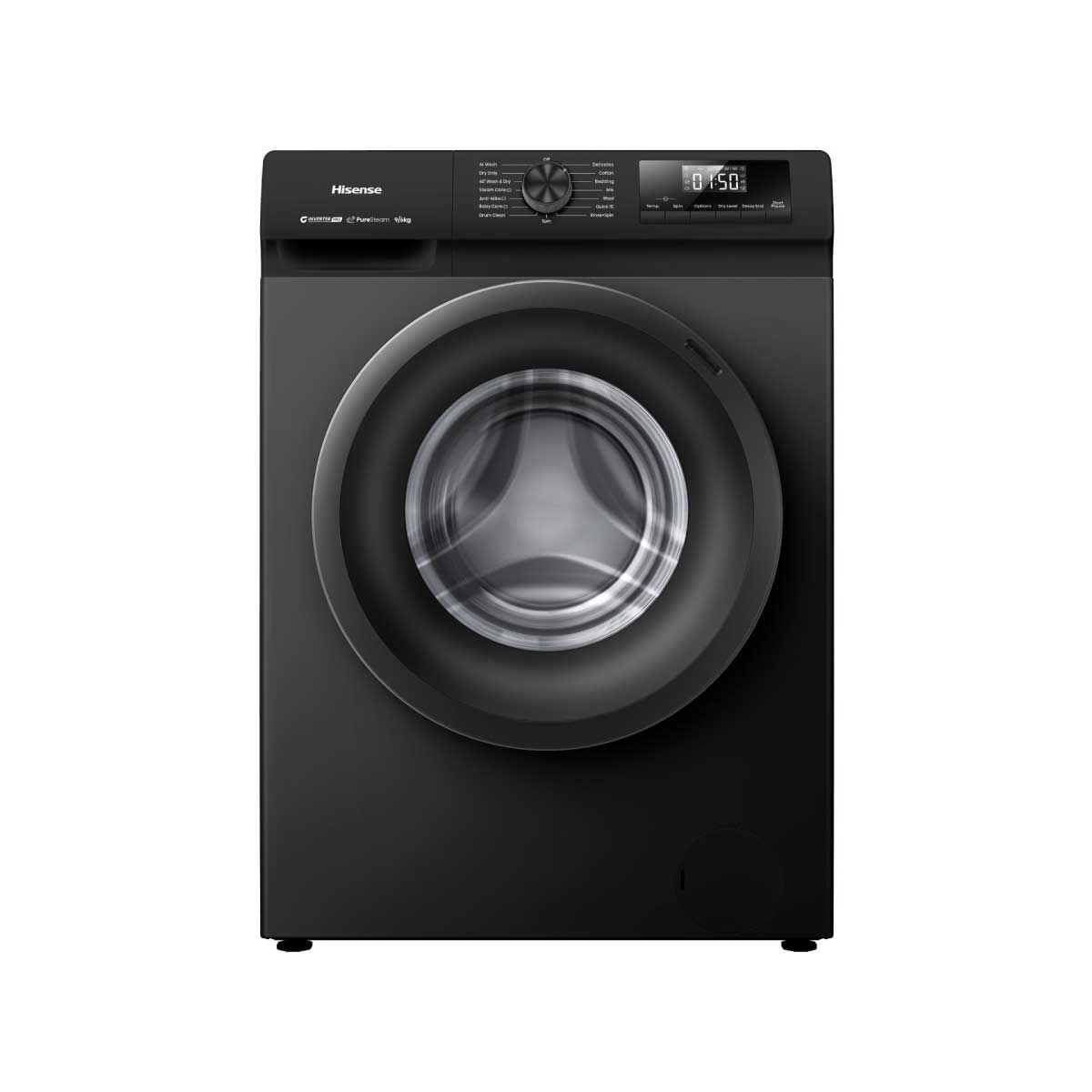 HISENSE เครื่องซัก/อบผ้า9/6Kg.AI สีดำ รุ่นWD90N1B