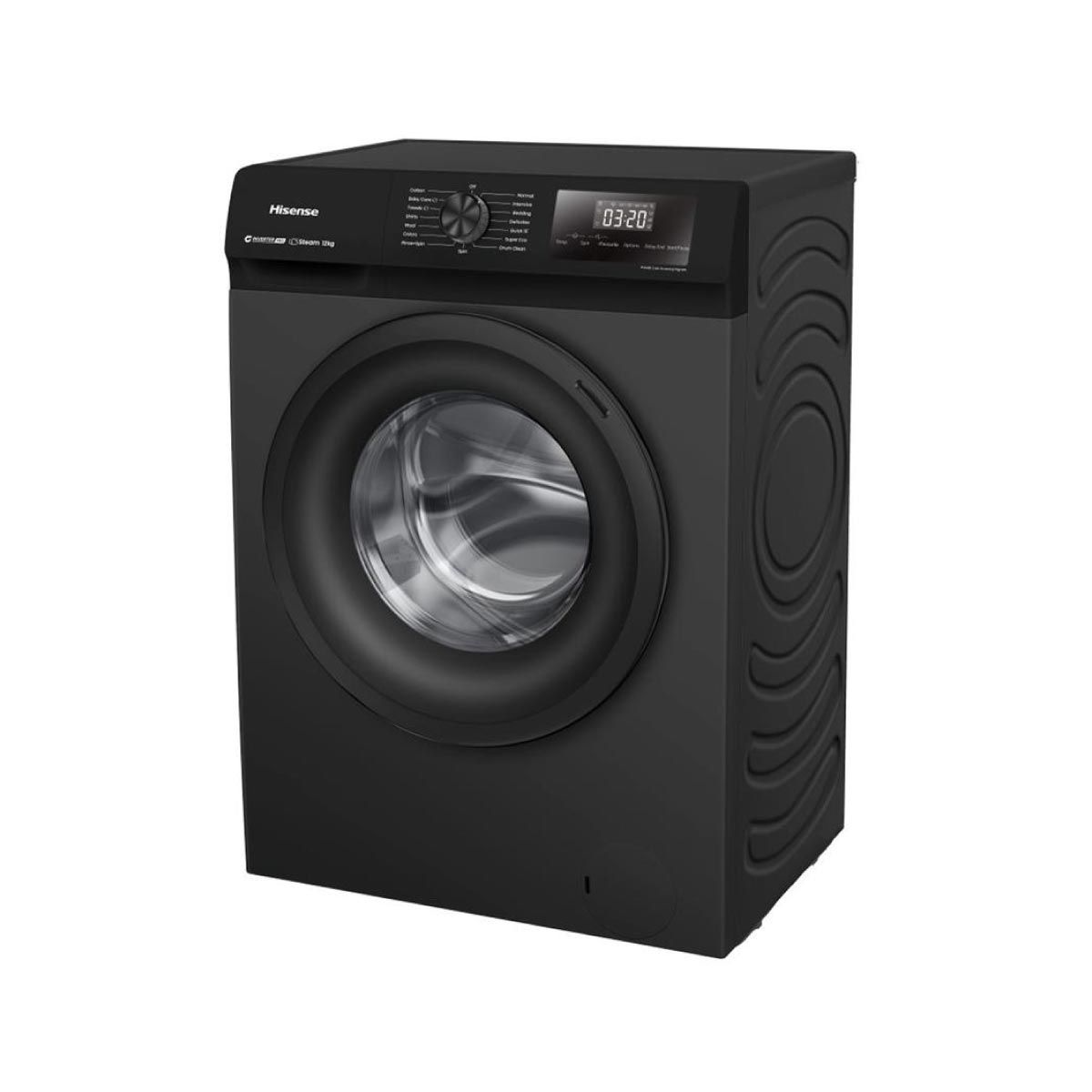 HISENSE เครื่องซักฝาหน้า12Kg.สีดำ รุ่นWF120N1
