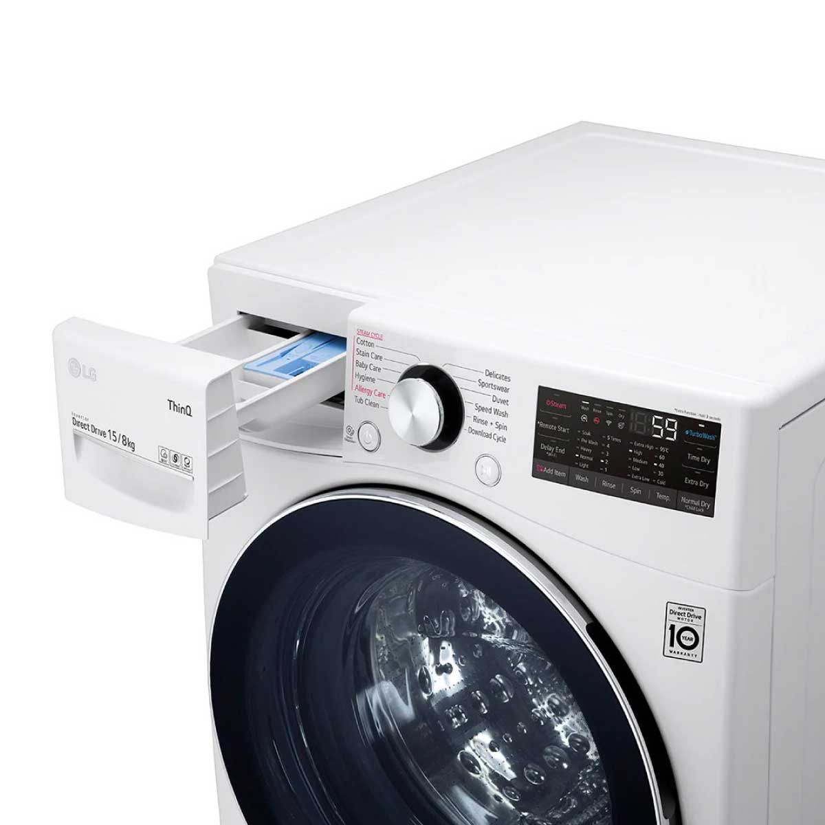 LG เครื่องซักผ้าฝาหน้า ระบบ AI DD ความจุซัก 15 กก./ อบ 8 กก. สีขาว รุ่น F2515RTPW