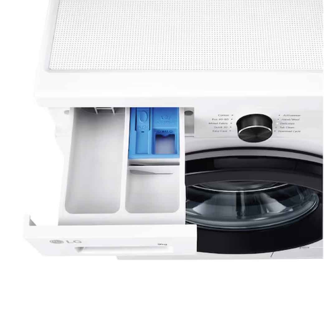 LG เครื่องซักฝาหน้า9kg.Steamสีขาว รุ่นFB1209S5W