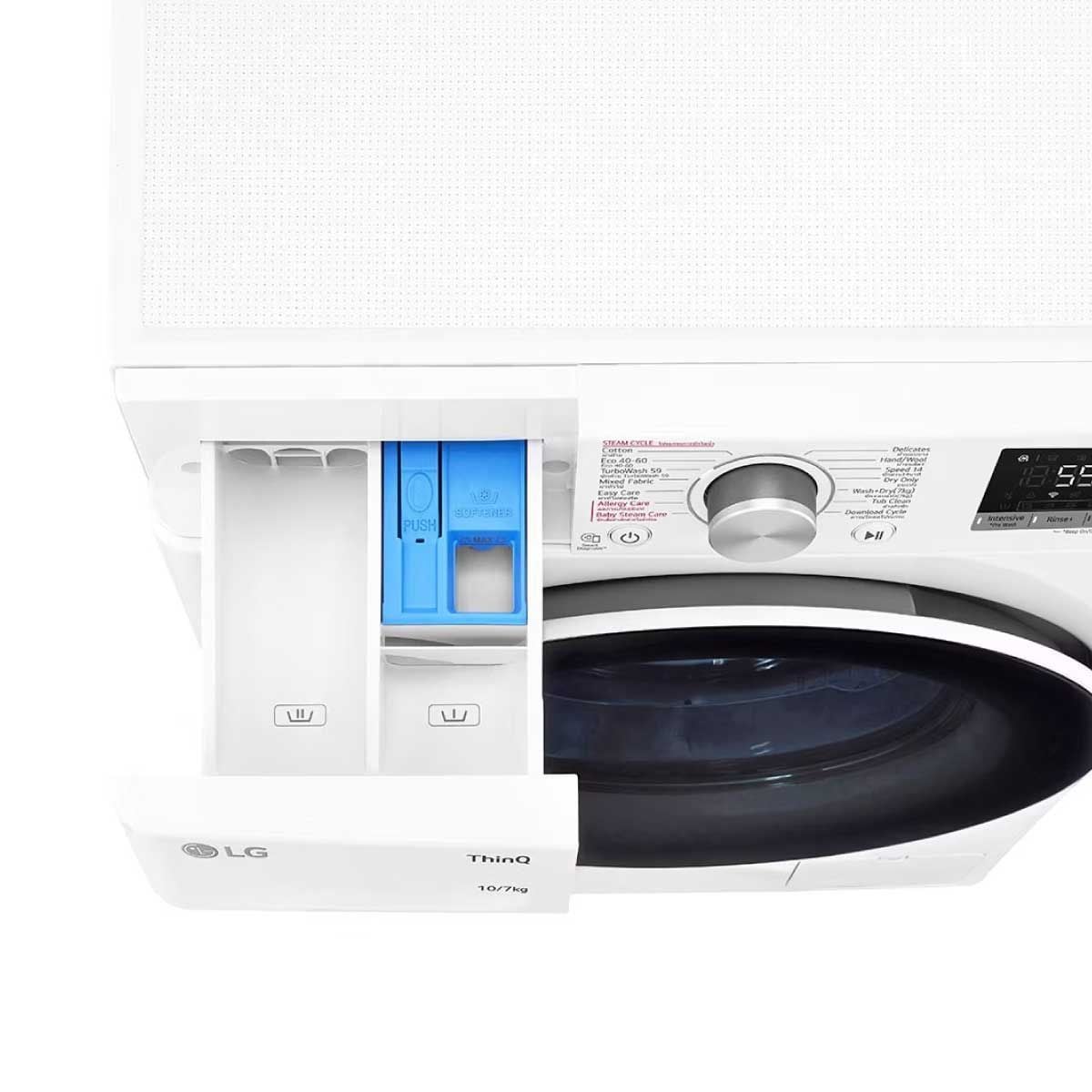 LG เครื่องซักผ้าฝาหน้า ระบบ AI DD ซัก10./อบ7กก. , WI-FI control   สีขาว รุ่น FV1410H4W
