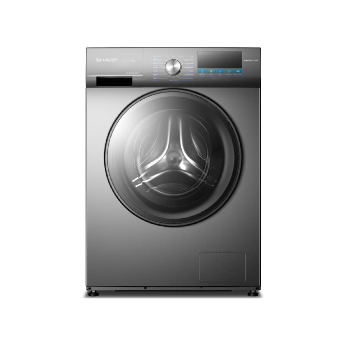 SHARP เครื่องซักฝาหน้า9Kg.INVERTER สีDark Gray รุ่นES-F90XKS-G
