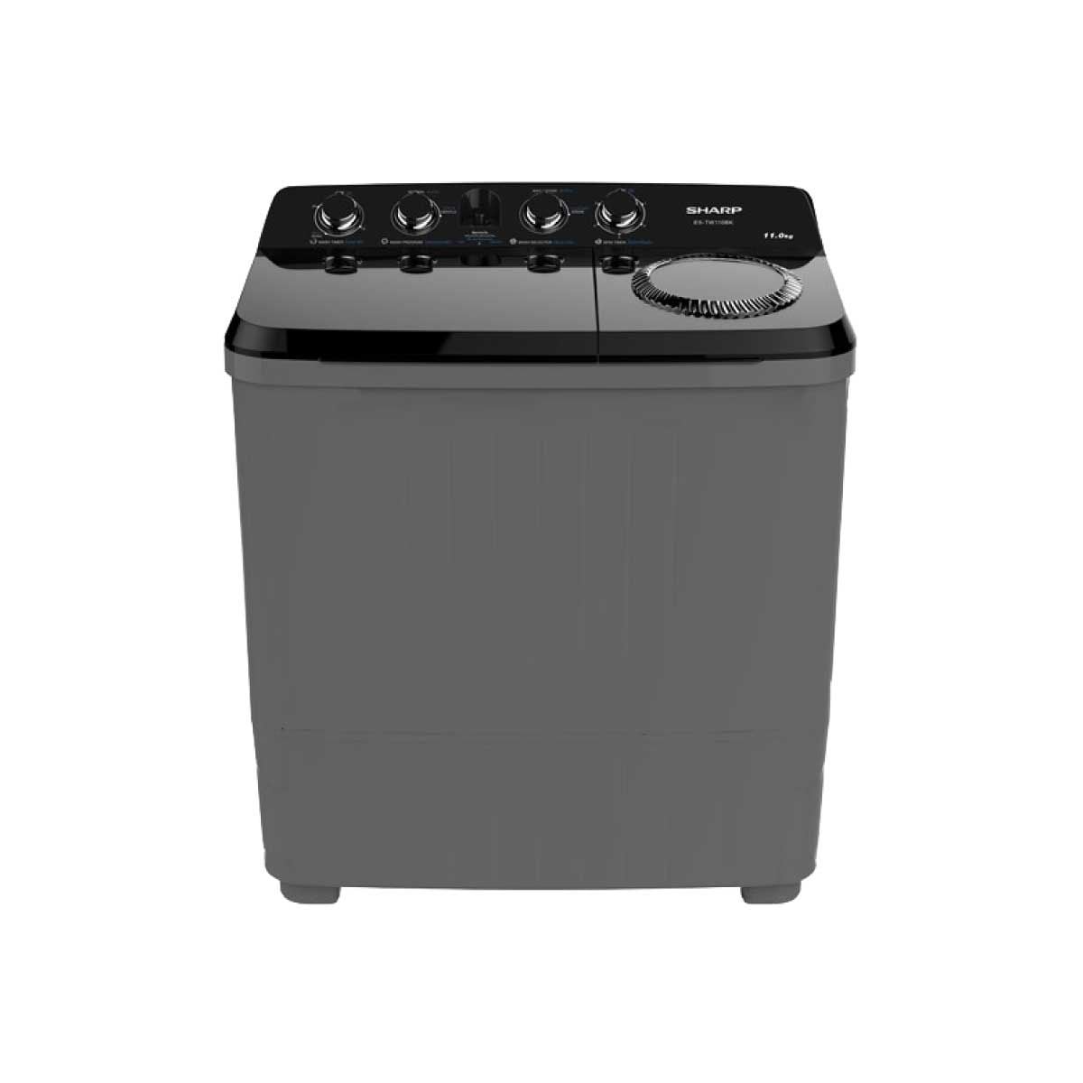 SHARP เครื่องซักผ้า 2 ถัง 11Kg. สีดำ รุ่นES-TW110BK