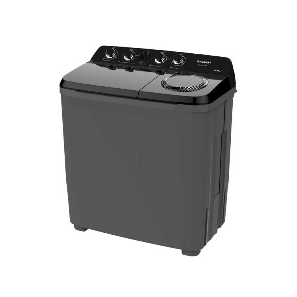 SHARP เครื่องซักผ้า 2 ถัง 11Kg. สีดำ รุ่นES-TW110BK