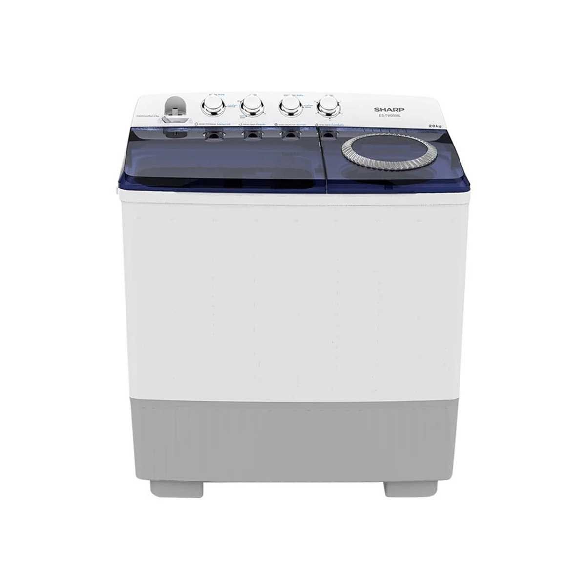 SHARP  เครื่องซักผ้า 2 ถัง 20 kg สีขาวเทา รุ่น ES-TW200BL
