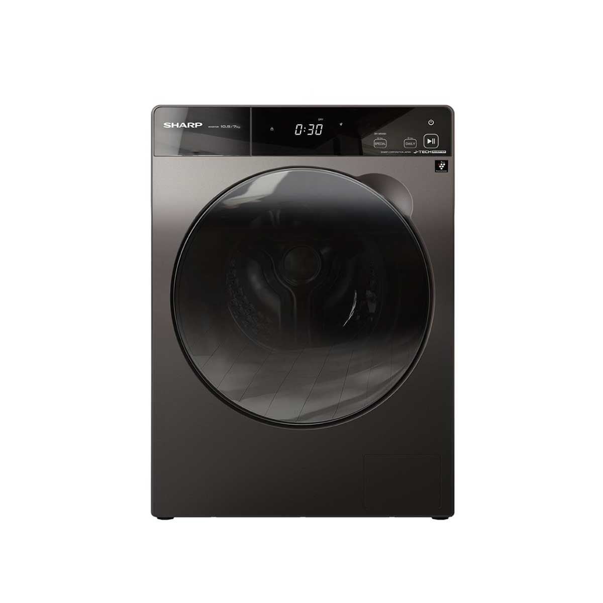 SHARP เครื่องซักผ้า/อบผ้า10.5 kg/7Kg   INVERTER MOTER สี Dark Gray  รุ่น ES-DK1054PT-S