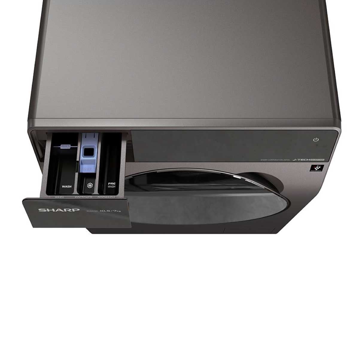 SHARP เครื่องซักผ้า/อบผ้า10.5 kg/7Kg   INVERTER MOTER สี Dark Gray  รุ่น ES-DK1054PT-S