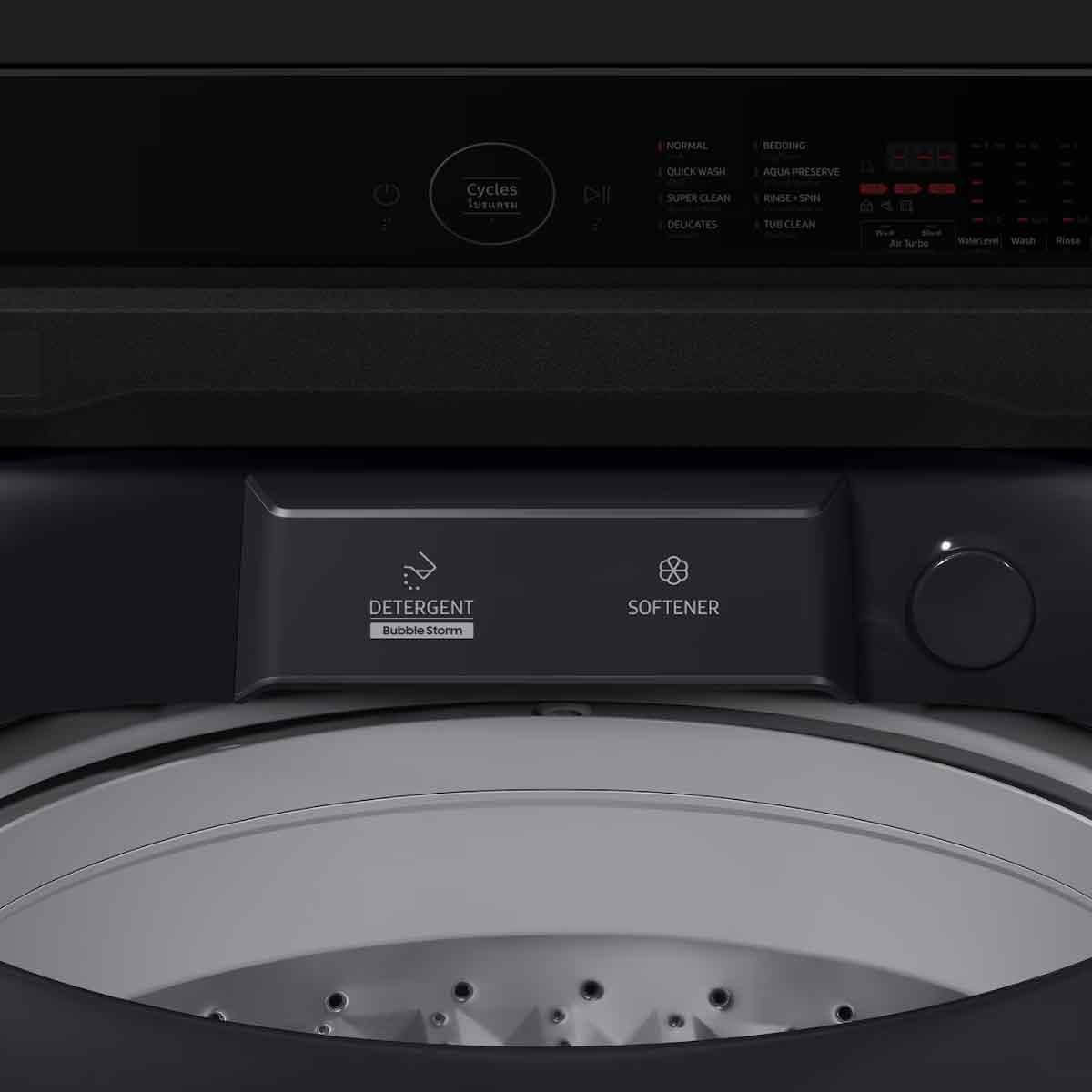 SAMSUNG เครื่องซักฝาบน19Kg.สีดำ รุ่น WA40F19E7CST