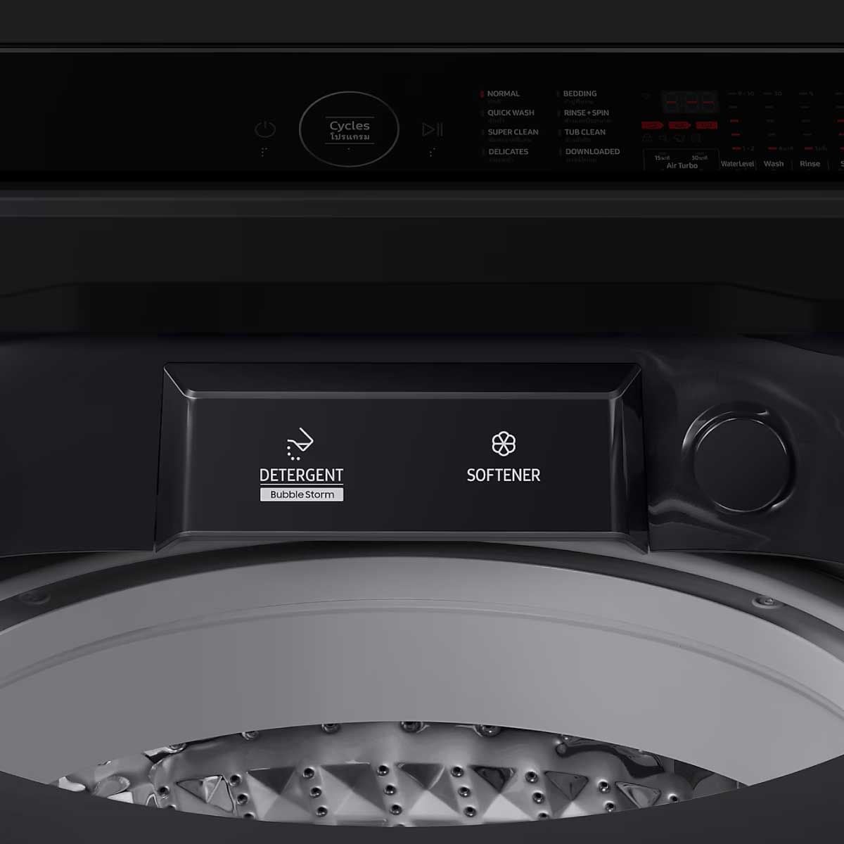 SAMSUNG เครื่องซักฝาบน 15 Kg. สีดำ รุ่น WA70F15E4CST