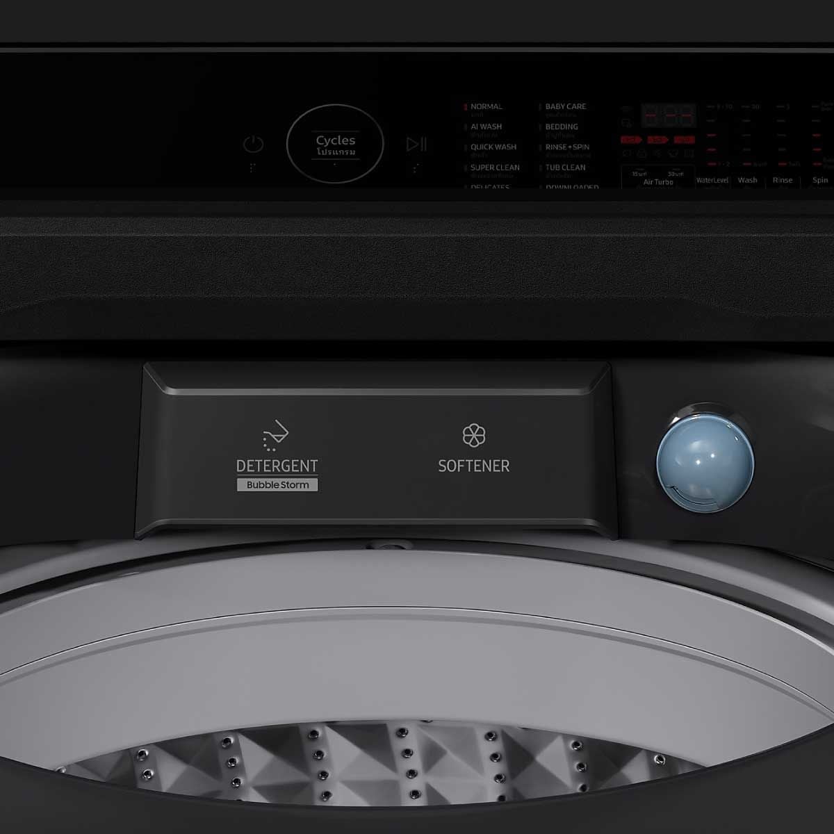 SAMSUNG เครื่องซักฝาบน 17 Kg.AI สีดำ รุ่นWA80F17S8CST