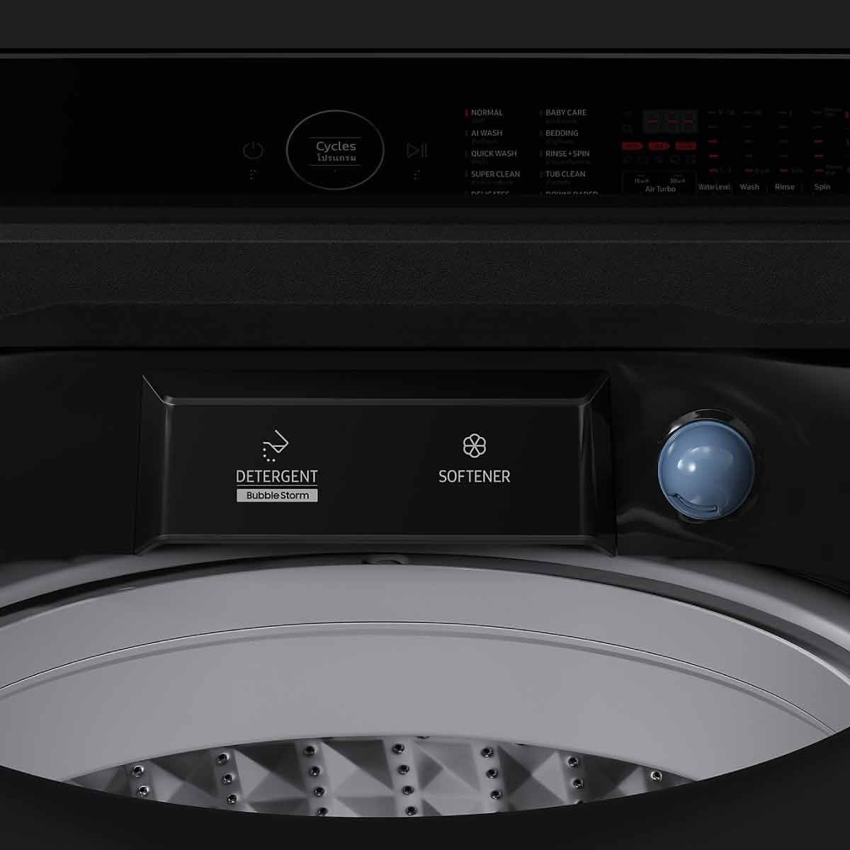 SAMSUNG เครื่องซักผ้าฝาบน 19Kg. Bespoke AI  สีดำ รุ่น WA80F19S8BST