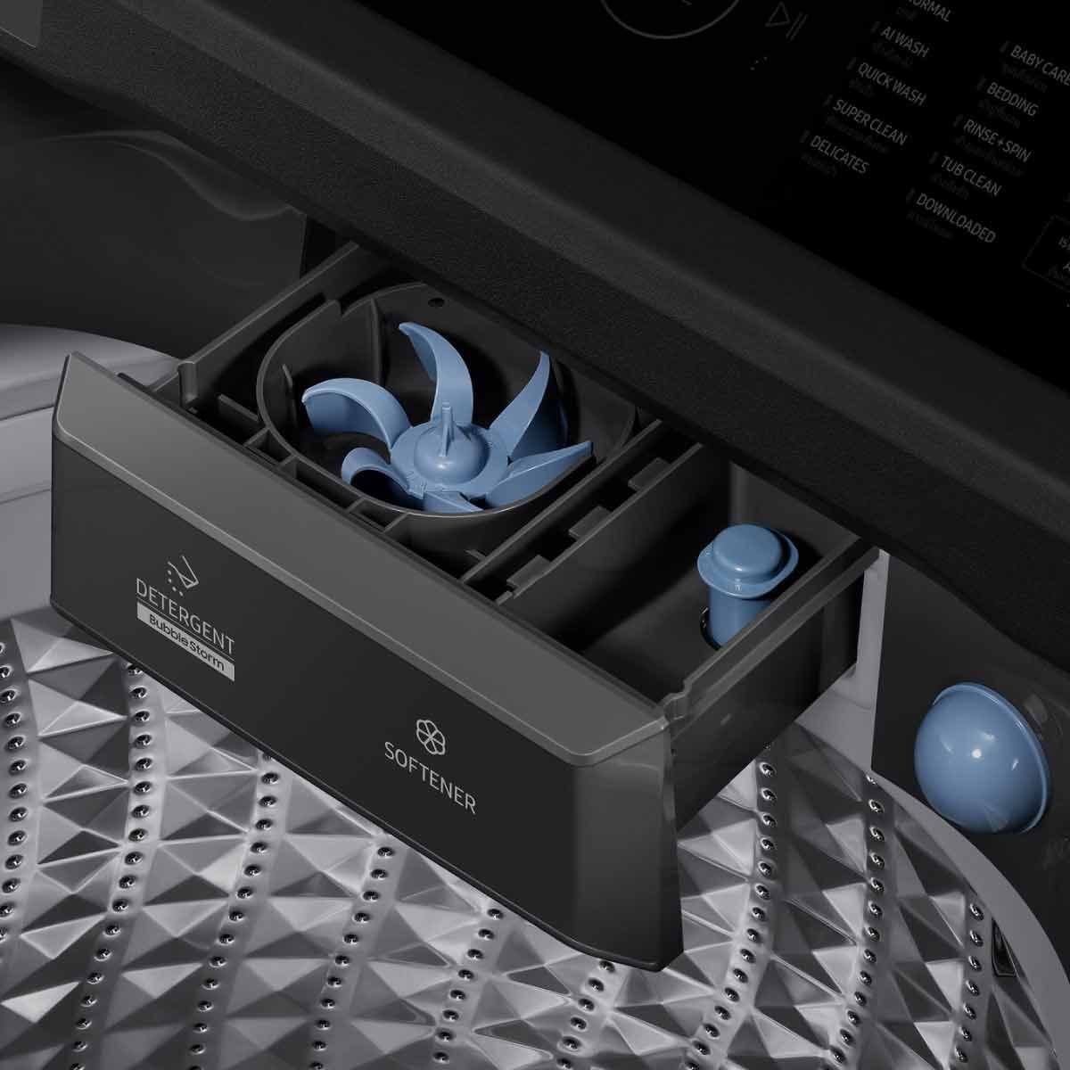 SAMSUNG  เครื่องซักฝาบน19Kg.AI สีดำ รุ่นWA80F19S8CST