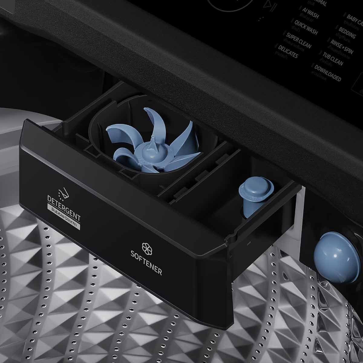 SAMSUNG เครื่องซักผ้าฝาบน Bespoke AI พร้อมด้วย AI Wash ขนาด 21 กก. สีดำ รุ่น WA80F21S8BST