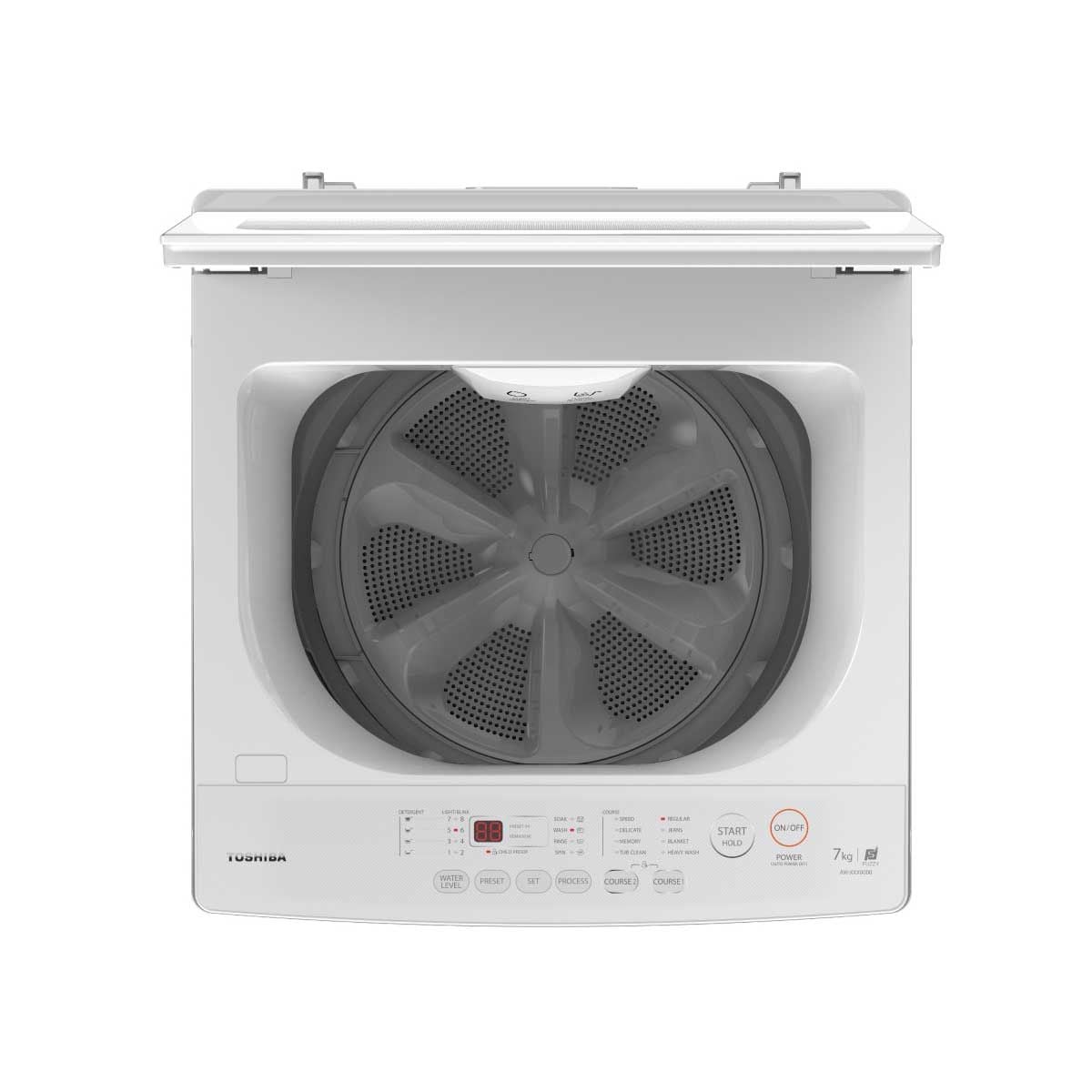 TOSHIBA เครื่องซักผ้าฝาบน 8KG สีขาว รุ่น AW-M901BT(WW)