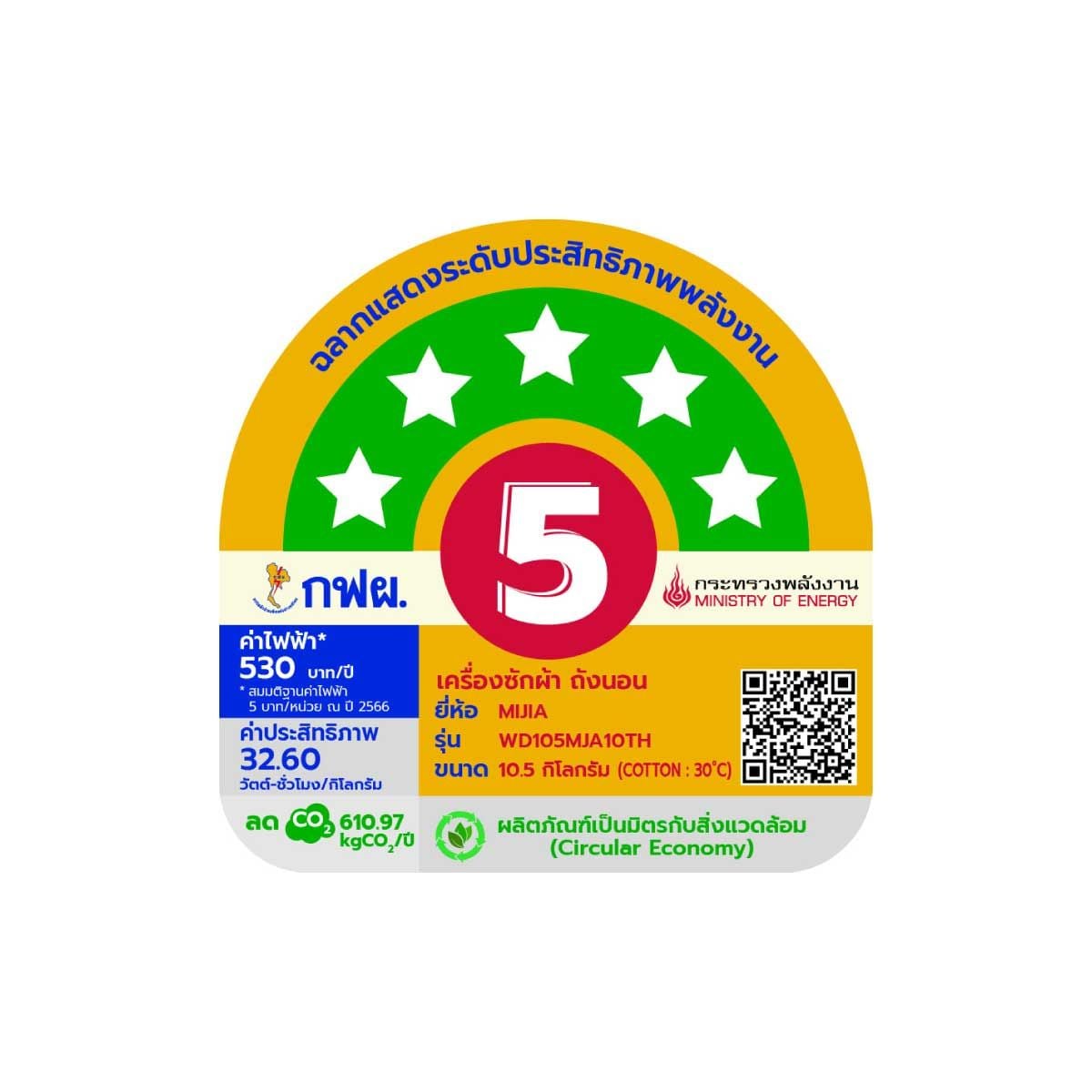 XIAOMI เครื่องซักผ้าฝาหน้า Mijia Front Load Washer Dryer  10.5kg./7kg. รุ่น QMP4602TH