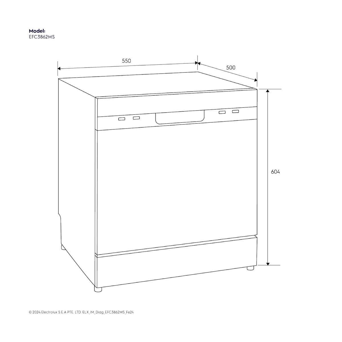 ELECTROLUX เครื่องล้างจาน8ชุด 7โปรแกรม รุ่นEFC3862MS