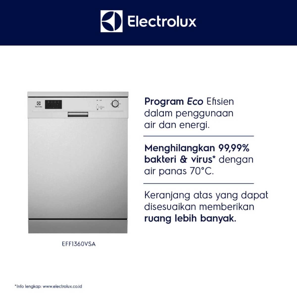 ELECTROLUX เครื่องล้างจาน13ชุด 1900W รุ่นEFF1360VSA