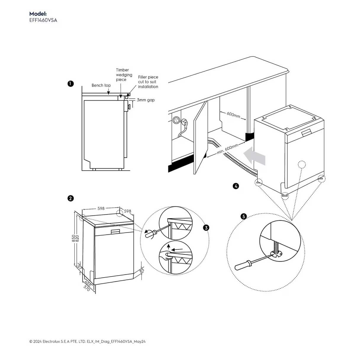 ELECTROLUX เครื่องล้างจาน13ชุด 1900W รุ่นEFF1360VSA