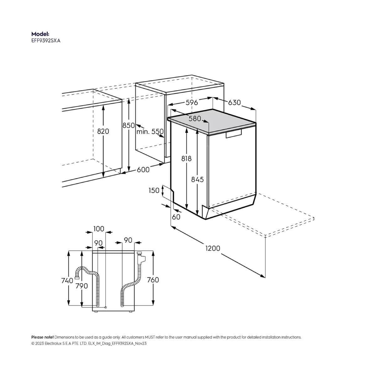 ELECTROLUX เครื่องล้างจาน13ชุด Series 600 รุ่น EFF9392SXA