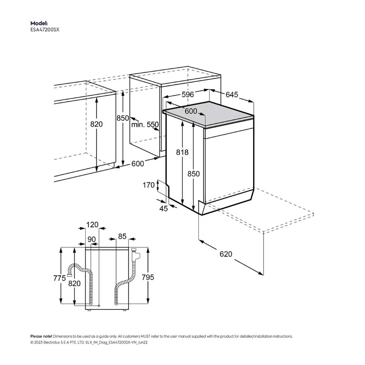 ELECTROLUX เครื่องล้างจาน13ชุด Series 300 รุ่น ESA47200SX