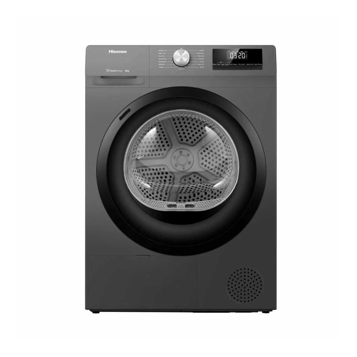 HISENSE เครื่องอบผ้า 8kg. Heat Pump สีเทาดำ รุ่น DH80N1